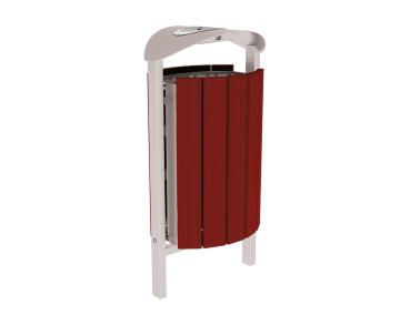 Abfallbehälter Silaos® 50 Liter Farbe:RAL 7044|Fertigstellung Holz:Eichenholz PEFC-zertifiziert - Tönung Mahagoni|Struktur:Mit Ascher|Weitere Merkmale:Zum Einbetonieren
