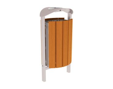 Abfallbehälter Silaos® 50 Liter Farbe:RAL 7044|Fertigstellung Holz:Eichenholz PEFC-zertifiziert - Lasur helle Eiche|Struktur:Mit Ascher|Weitere Merkmale:Zum Einbetonieren