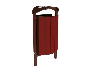Abfallbehälter Silaos® 50 Liter Farbe:RAL 8017|Fertigstellung Holz:Eichenholz PEFC-zertifiziert - Tönung Mahagoni|Struktur:Mit Ascher|Weitere Merkmale:Zum Einbetonieren