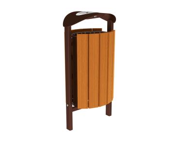 Abfallbehälter Silaos® 50 Liter Farbe:RAL 8017|Fertigstellung Holz:Eichenholz PEFC-zertifiziert - Lasur helle Eiche|Struktur:Mit Ascher|Weitere Merkmale:Zum Einbetonieren
