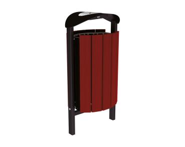 Abfallbehälter Silaos® 50 Liter Farbe:RAL 9005|Fertigstellung Holz:Eichenholz PEFC-zertifiziert - Tönung Mahagoni|Struktur:Mit Ascher|Weitere Merkmale:Zum Einbetonieren