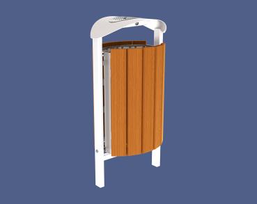 Abfallbehälter Silaos® 50 Liter Farbe:RAL 9010|Fertigstellung Holz:Eichenholz PEFC-zertifiziert - Lasur helle Eiche|Struktur:Mit Ascher|Weitere Merkmale:Zum Einbetonieren