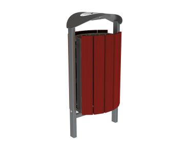 Abfallbehälter Silaos® 50 Liter Farbe:Procity grau|Fertigstellung Holz:Eichenholz PEFC-zertifiziert - Tönung Mahagoni|Struktur:Mit Ascher|Weitere Merkmale:Zum Einbetonieren