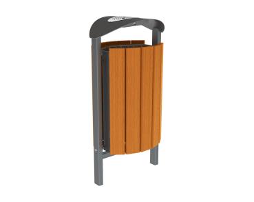 Abfallbehälter Silaos® 50 Liter Farbe:Procity grau|Fertigstellung Holz:Eichenholz PEFC-zertifiziert - Lasur helle Eiche|Struktur:Mit Ascher|Weitere Merkmale:Zum Einbetonieren