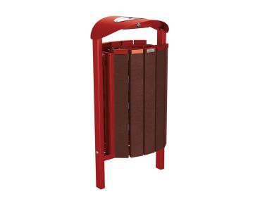 Abfallbehälter Silaos® aus Recycling-Kunststoff 50 Liter Farbe:RAL 3004|Struktur:Mit Ascher|Weitere Merkmale:Zum Einbetonieren