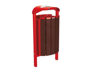 Abfallbehälter Silaos® aus Recycling-Kunststoff 50 Liter Farbe:RAL 3020|Struktur:Mit Ascher|Weitere Merkmale:Zum Einbetonieren