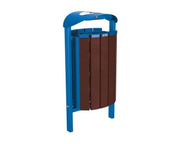 Abfallbehälter Silaos® aus Recycling-Kunststoff 50 Liter Farbe:RAL 5010|Struktur:Mit Ascher|Weitere Merkmale:Zum Einbetonieren