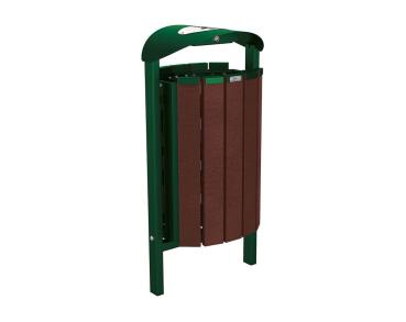 Abfallbehälter Silaos® aus Recycling-Kunststoff 50 Liter Farbe:RAL 6005|Struktur:Mit Ascher|Weitere Merkmale:Zum Einbetonieren