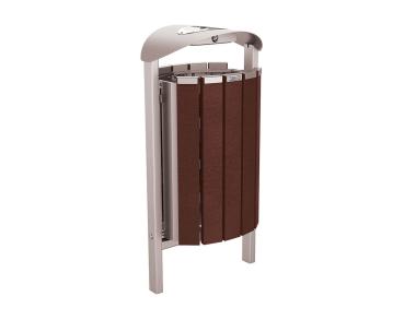 Abfallbehälter Silaos® aus Recycling-Kunststoff 50 Liter Farbe:RAL 7044|Struktur:Mit Ascher|Weitere Merkmale:Zum Einbetonieren