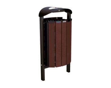 Abfallbehälter Silaos® aus Recycling-Kunststoff 50 Liter Farbe:RAL 9005|Struktur:Mit Ascher|Weitere Merkmale:Zum Einbetonieren