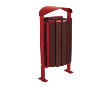 Abfallbehälter Silaos® aus Recycling-Kunststoff 50 Liter Farbe:RAL 3004|Struktur:Ohne Ascher|Weitere Merkmale:Auf Bodenplatten