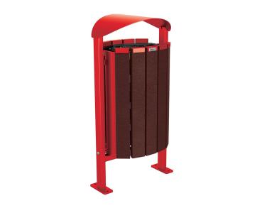 Abfallbehälter Silaos® aus Recycling-Kunststoff 50 Liter Farbe:RAL 3020|Struktur:Ohne Ascher|Weitere Merkmale:Auf Bodenplatten