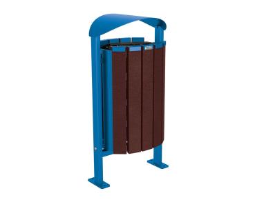 Abfallbehälter Silaos® aus Recycling-Kunststoff 50 Liter Farbe:RAL 5010|Struktur:Ohne Ascher|Weitere Merkmale:Auf Bodenplatten