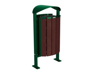 Abfallbehälter Silaos® aus Recycling-Kunststoff 50 Liter Farbe:RAL 6005|Struktur:Ohne Ascher|Weitere Merkmale:Auf Bodenplatten
