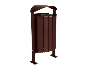 Abfallbehälter Silaos® aus Recycling-Kunststoff 50 Liter Farbe:RAL 8017|Struktur:Ohne Ascher|Weitere Merkmale:Auf Bodenplatten