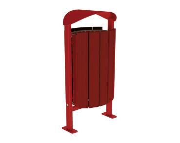 Abfallbehälter Silaos® 50 Liter Farbe:RAL 3004|Fertigstellung Holz:Eichenholz PEFC-zertifiziert - Tönung Mahagoni|Struktur:Ohne Ascher|Weitere Merkmale:Auf Bodenplatten