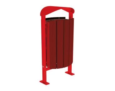 Abfallbehälter Silaos® 50 Liter Farbe:RAL 3020|Fertigstellung Holz:Eichenholz PEFC-zertifiziert - Tönung Mahagoni|Struktur:Ohne Ascher|Weitere Merkmale:Auf Bodenplatten