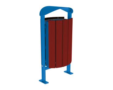 Abfallbehälter Silaos® 50 Liter Farbe:RAL 5010|Fertigstellung Holz:Eichenholz PEFC-zertifiziert - Tönung Mahagoni|Struktur:Ohne Ascher|Weitere Merkmale:Auf Bodenplatten