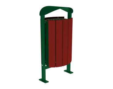 Abfallbehälter Silaos® 50 Liter Farbe:RAL 6005|Fertigstellung Holz:Eichenholz PEFC-zertifiziert - Tönung Mahagoni|Struktur:Ohne Ascher|Weitere Merkmale:Auf Bodenplatten