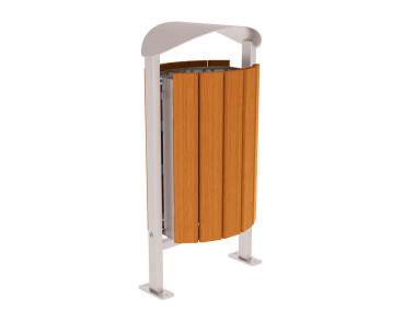 Abfallbehälter Silaos® 50 Liter Farbe:RAL 7044|Fertigstellung Holz:Eichenholz PEFC-zertifiziert - Lasur helle Eiche|Struktur:Ohne Ascher|Weitere Merkmale:Auf Bodenplatten
