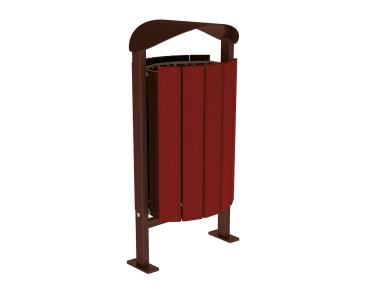 Abfallbehälter Silaos® 50 Liter Farbe:RAL 8017|Fertigstellung Holz:Eichenholz PEFC-zertifiziert - Tönung Mahagoni|Struktur:Ohne Ascher|Weitere Merkmale:Auf Bodenplatten