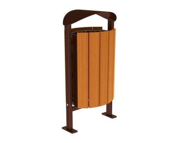 Abfallbehälter Silaos® 50 Liter Farbe:RAL 8017|Fertigstellung Holz:Eichenholz PEFC-zertifiziert - Lasur helle Eiche|Struktur:Ohne Ascher|Weitere Merkmale:Auf Bodenplatten