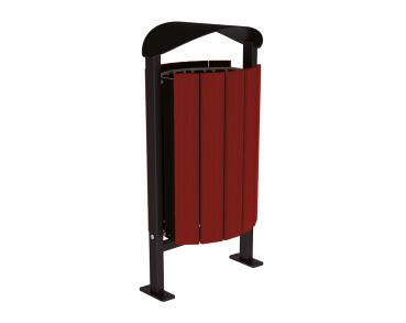 Abfallbehälter Silaos® 50 Liter Farbe:RAL 9005|Fertigstellung Holz:Eichenholz PEFC-zertifiziert - Tönung Mahagoni|Struktur:Ohne Ascher|Weitere Merkmale:Auf Bodenplatten