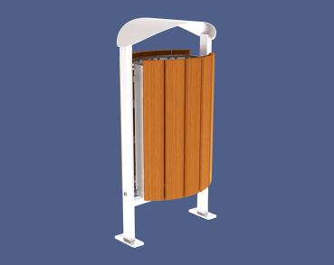 Abfallbehälter Silaos® 50 Liter Farbe:RAL 9010|Fertigstellung Holz:Eichenholz PEFC-zertifiziert - Lasur helle Eiche|Struktur:Ohne Ascher|Weitere Merkmale:Auf Bodenplatten