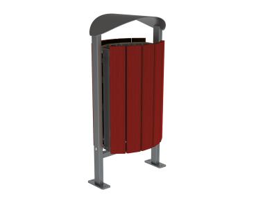 Abfallbehälter Silaos® 50 Liter Farbe:Procity grau|Fertigstellung Holz:Eichenholz PEFC-zertifiziert - Tönung Mahagoni|Struktur:Ohne Ascher|Weitere Merkmale:Auf Bodenplatten