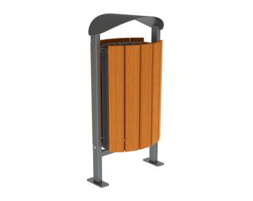 Abfallbehälter Silaos® 50 Liter Farbe:Procity grau|Fertigstellung Holz:Eichenholz PEFC-zertifiziert - Lasur helle Eiche|Struktur:Ohne Ascher|Weitere Merkmale:Auf Bodenplatten