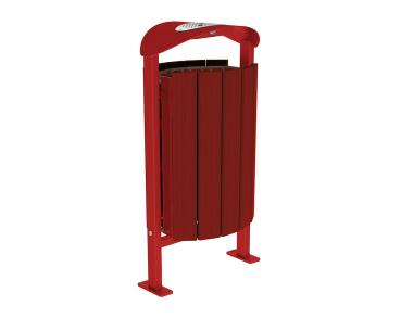 Abfallbehälter Silaos® 50 Liter Farbe:RAL 3004|Fertigstellung Holz:Eichenholz PEFC-zertifiziert - Tönung Mahagoni|Struktur:Mit Ascher|Weitere Merkmale:Auf Bodenplatten