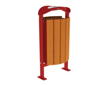 Abfallbehälter Silaos® 50 Liter Farbe:RAL 3004|Fertigstellung Holz:Eichenholz PEFC-zertifiziert - Lasur helle Eiche|Struktur:Mit Ascher|Weitere Merkmale:Auf Bodenplatten