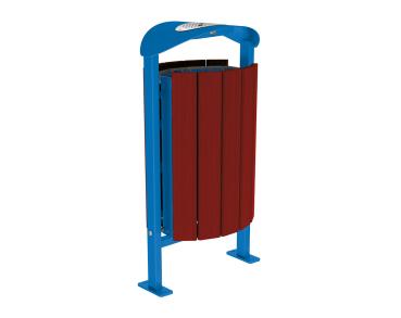Abfallbehälter Silaos® 50 Liter Farbe:RAL 5010|Fertigstellung Holz:Eichenholz PEFC-zertifiziert - Tönung Mahagoni|Struktur:Mit Ascher|Weitere Merkmale:Auf Bodenplatten