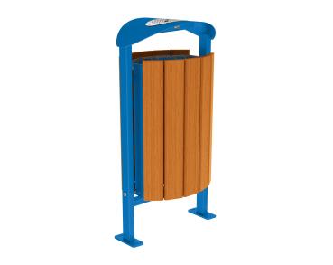 Abfallbehälter Silaos® 50 Liter Farbe:RAL 5010|Fertigstellung Holz:Eichenholz PEFC-zertifiziert - Lasur helle Eiche|Struktur:Mit Ascher|Weitere Merkmale:Auf Bodenplatten