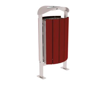 Abfallbehälter Silaos® 50 Liter Farbe:RAL 7044|Fertigstellung Holz:Eichenholz PEFC-zertifiziert - Tönung Mahagoni|Struktur:Mit Ascher|Weitere Merkmale:Auf Bodenplatten