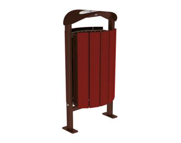 Abfallbehälter Silaos® 50 Liter Farbe:RAL 8017|Fertigstellung Holz:Eichenholz PEFC-zertifiziert - Tönung Mahagoni|Struktur:Mit Ascher|Weitere Merkmale:Auf Bodenplatten