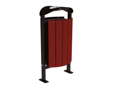 Abfallbehälter Silaos® 50 Liter Farbe:RAL 9005|Fertigstellung Holz:Eichenholz PEFC-zertifiziert - Tönung Mahagoni|Struktur:Mit Ascher|Weitere Merkmale:Auf Bodenplatten