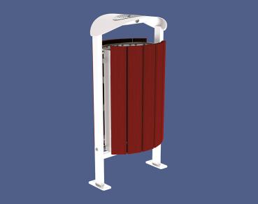 Abfallbehälter Silaos® 50 Liter Farbe:RAL 9010|Fertigstellung Holz:Eichenholz PEFC-zertifiziert - Tönung Mahagoni|Struktur:Mit Ascher|Weitere Merkmale:Auf Bodenplatten