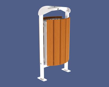 Abfallbehälter Silaos® 50 Liter Farbe:RAL 9010|Fertigstellung Holz:Eichenholz PEFC-zertifiziert - Lasur helle Eiche|Struktur:Mit Ascher|Weitere Merkmale:Auf Bodenplatten