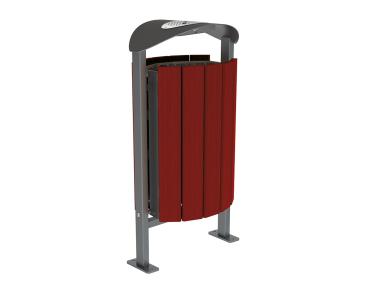 Abfallbehälter Silaos® 50 Liter Farbe:Procity grau|Fertigstellung Holz:Eichenholz PEFC-zertifiziert - Tönung Mahagoni|Struktur:Mit Ascher|Weitere Merkmale:Auf Bodenplatten