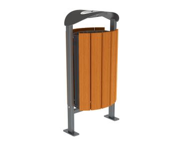 Abfallbehälter Silaos® 50 Liter Farbe:Procity grau|Fertigstellung Holz:Eichenholz PEFC-zertifiziert - Lasur helle Eiche|Struktur:Mit Ascher|Weitere Merkmale:Auf Bodenplatten