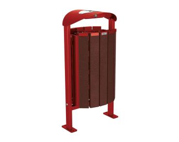 Abfallbehälter Silaos® aus Recycling-Kunststoff 50 Liter Farbe:RAL 3004|Struktur:Mit Ascher|Weitere Merkmale:Auf Bodenplatten