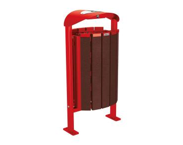 Abfallbehälter Silaos® aus Recycling-Kunststoff 50 Liter Farbe:RAL 3020|Struktur:Mit Ascher|Weitere Merkmale:Auf Bodenplatten
