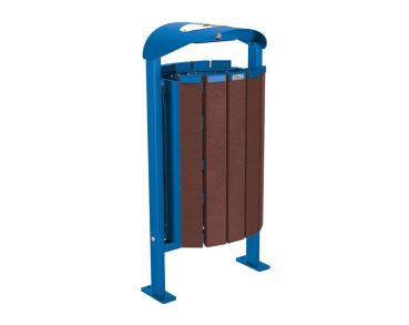Abfallbehälter Silaos® aus Recycling-Kunststoff 50 Liter Farbe:RAL 5010|Struktur:Mit Ascher|Weitere Merkmale:Auf Bodenplatten