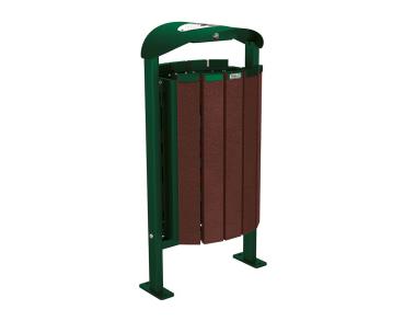 Abfallbehälter Silaos® aus Recycling-Kunststoff 50 Liter Farbe:RAL 6005|Struktur:Mit Ascher|Weitere Merkmale:Auf Bodenplatten