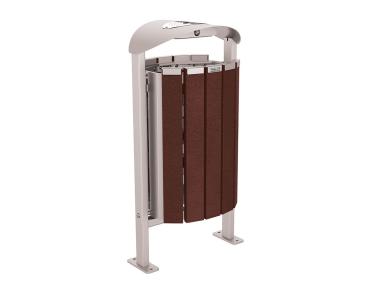 Abfallbehälter Silaos® aus Recycling-Kunststoff 50 Liter Farbe:RAL 7044|Struktur:Mit Ascher|Weitere Merkmale:Auf Bodenplatten