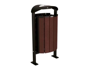 Abfallbehälter Silaos® aus Recycling-Kunststoff 50 Liter Farbe:RAL 9005|Struktur:Mit Ascher|Weitere Merkmale:Auf Bodenplatten