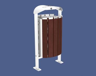 Abfallbehälter Silaos® aus Recycling-Kunststoff 50 Liter Farbe:RAL 9010|Struktur:Mit Ascher|Weitere Merkmale:Auf Bodenplatten