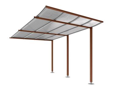 Fahrradüberdachung Modulo mit Glasverkleidungen