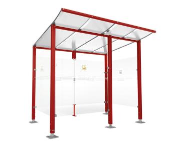 Raucherunterstand Modulo Farbe:RAL 3004|Struktur:Mit Frontverkleidung|Weitere Merkmale:Auf Bodenplatten|Abmessungen:2500 mm - Tiefe 2000 mm